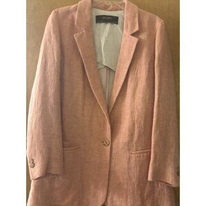 Zara Basic Collection Linen Blend Salmon Blazer Size M Made In Spain